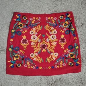 Embroidered High Waisted Mini Skirt